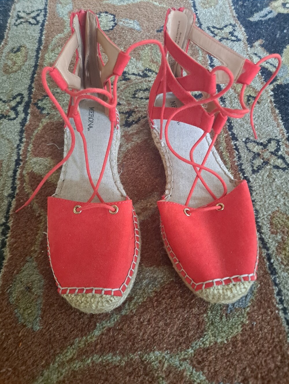 Merona Red Lace-Up Espadrille Flats